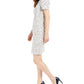 Vestido Calvin Klein Feminino Manga Curta Gola Joia Acima do Joelho Bainha Para Usar no Trabalho Branco Tamanho 14