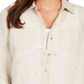 Blusa de linho feminina Charter Club com bolinhas marrom, tamanho extragrande