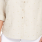 Blusa de linho feminina Charter Club com bolinhas marrom, tamanho extragrande