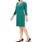 Vestido feminino com decote em V e zíper, verde, tamanho P, da coleção JM