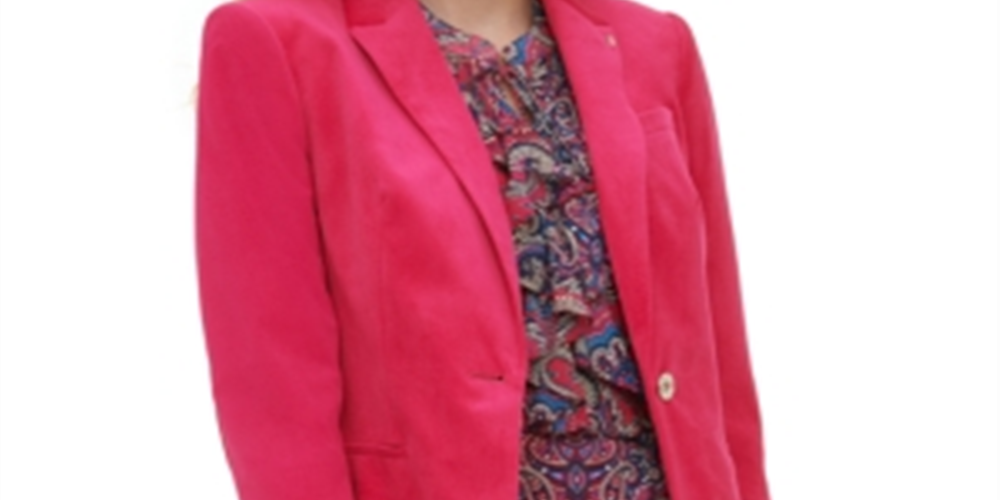 Tommy Hilfiger Jaqueta Blazer Feminina de Veludo Tamanho 4 Vermelha