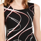 Blusa feminina Alfani com estampa e bainha pontuda, preta, tamanho pequeno P/M