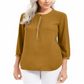 JM Collection Top Feminino com Punhos e Botões, Amarelo, Tamanho Pequeno Médio
