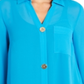 Blusa feminina Alfani semi transparente com manga 3/4 azul tamanho pequeno pequeno