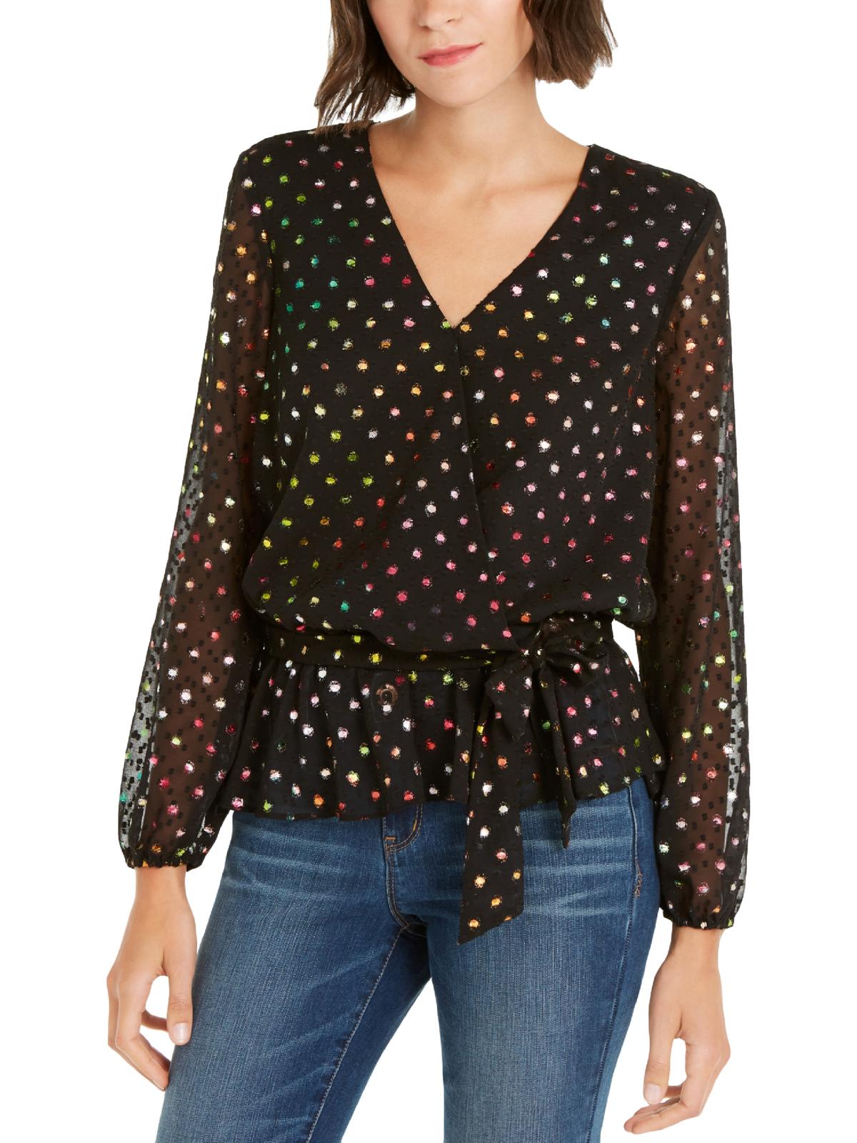 Blusa feminina envolvente INC International Concepts, preta, tamanho pequeno e pequeno