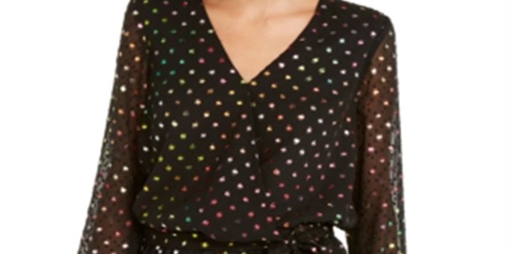 Blusa feminina envolvente INC International Concepts, preta, tamanho pequeno e pequeno