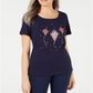 Blusa feminina Karen Scott com estampa de bandeira em algodão, azul, tamanho pequeno