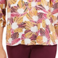 JM Collection Top feminino estampado com pregas nas costas, roxo, tamanho pequeno, médio