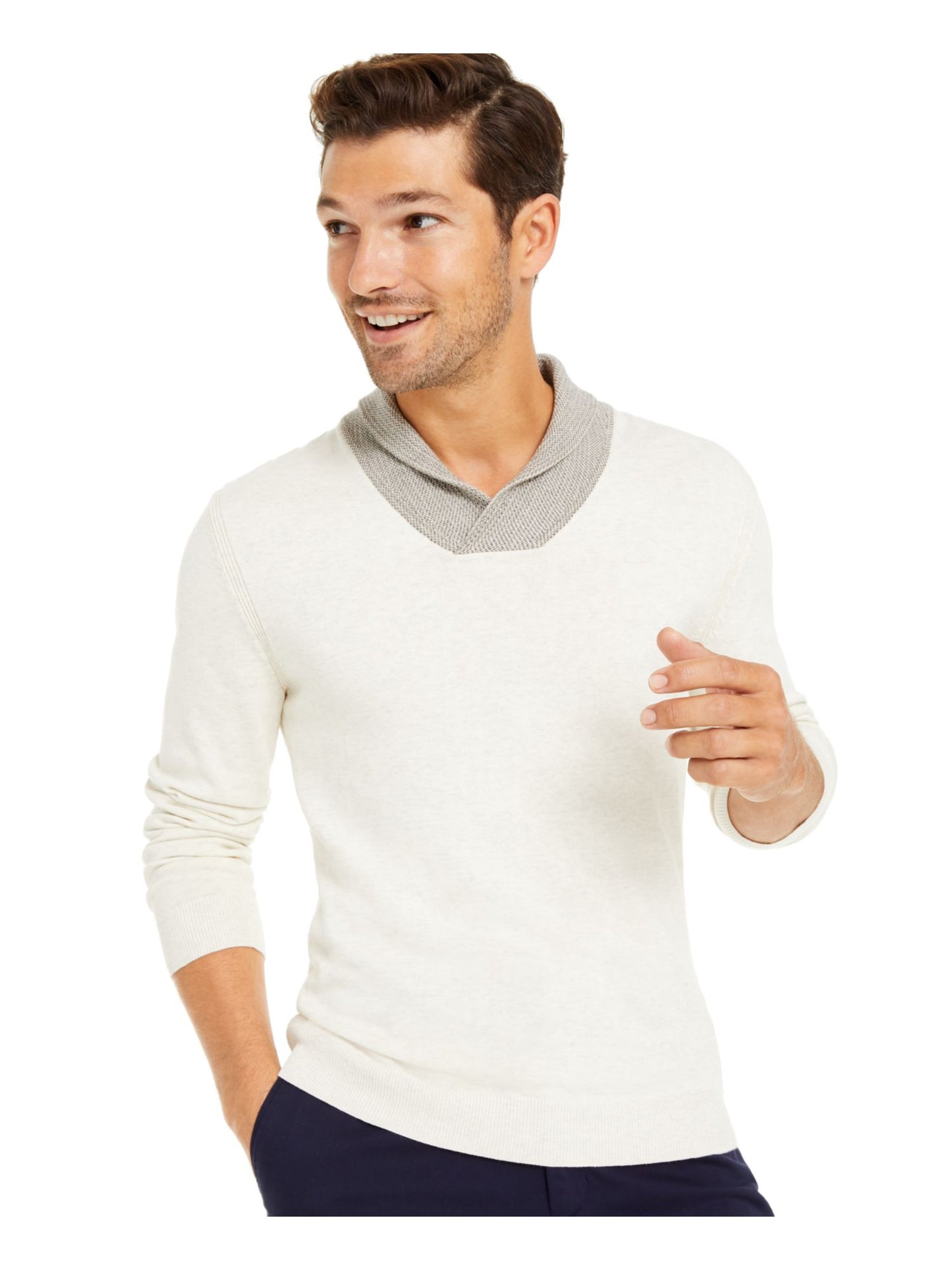 Tasso Elba Suéter Masculino Leve Manga Longa Mock Classic Fit Marrom Tamanho Grande