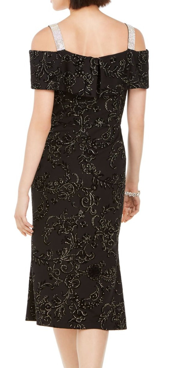 Vestido feminino 28Th Park com bainha e ombros descobertos e glitter, marrom, tamanho 12