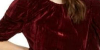 Blusa feminina Leyden de veludo amassado com manga bufante, vermelha, tamanho extragrande