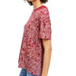 Camiseta feminina estampada de manga curta e gola redonda Free People, tamanho P, vermelha