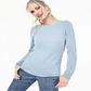Suéter de cashmere feminino Charter Club com gola redonda, azul, tamanho grande