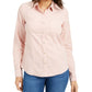 Blusa feminina de veludo cotelê com gola e manga comprida, tamanho pequeno e médio, rosa