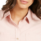 Blusa feminina de veludo cotelê com gola e manga comprida, tamanho pequeno e médio, rosa
