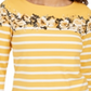 Blusa feminina listrada e com estampa floral Charter Club, amarela, tamanho X-G