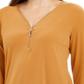 Blusa feminina JM Collection com zíper e manga 3/4, azul, tamanho pequeno