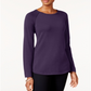 Karen Scott Suéter Feminino de Algodão Roxo Tamanho Médio