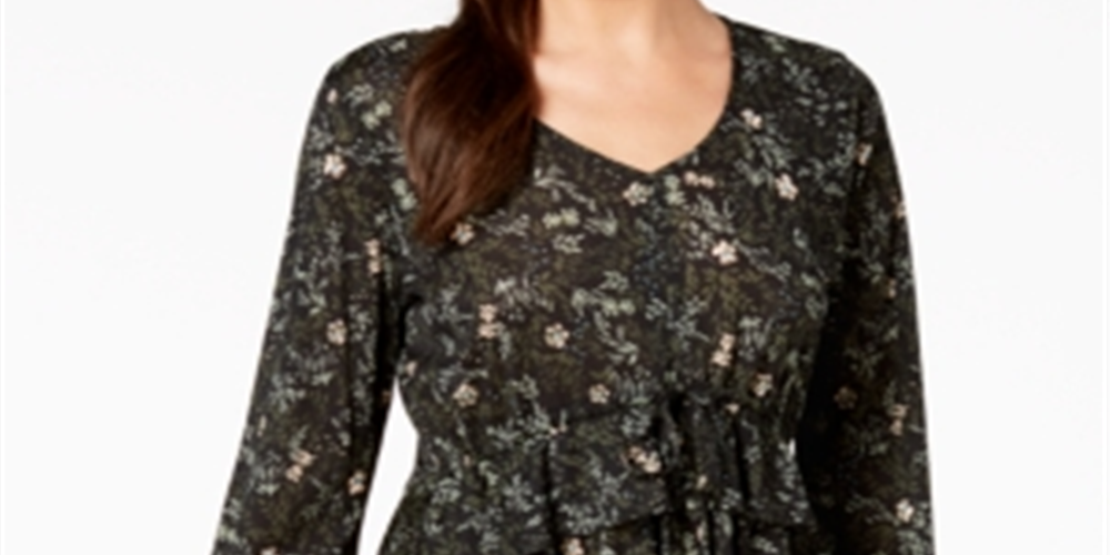 Top babydoll feminino estampado estilo &amp; co, preto, tamanho extrapequeno