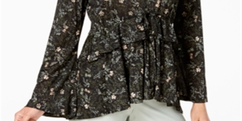 Top babydoll feminino estampado estilo &amp; co, preto, tamanho extrapequeno