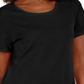 Karen Scott Blusa feminina de algodão com decote redondo e bainha com botões, preta, tamanho pequeno