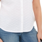Camisa feminina Karen Scott de algodão bordada, branca, tamanho grande