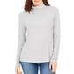 Blusa feminina Charter Club com gola alta canelada mesclada, cinza, tamanho X-S