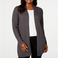 Karen Scott Cardigan Feminino de Tricô com Cabo Cinza Tamanho P
