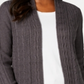 Karen Scott Cardigan Feminino de Tricô com Cabo Cinza Tamanho P