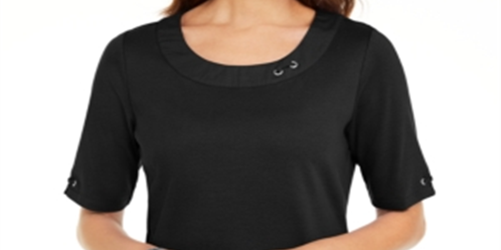 Karen Scott Top Feminino de Algodão com Argola Preto Tamanho Médio