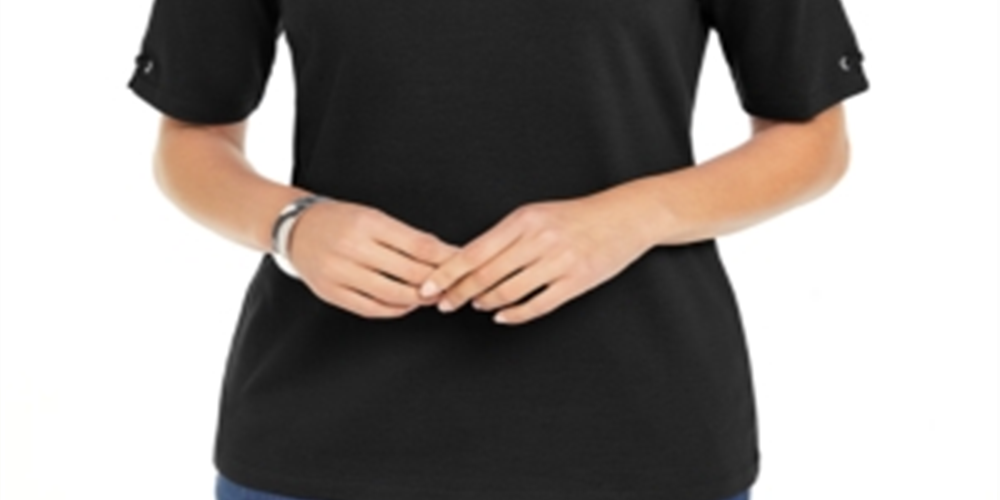 Karen Scott Top Feminino de Algodão com Argola Preto Tamanho Médio