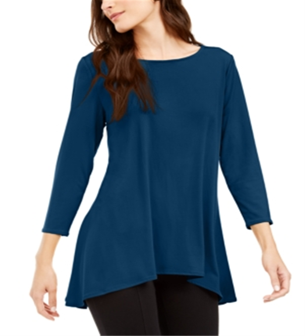 Blusa feminina Alfani lisa, azul-petróleo, tamanho pequeno G