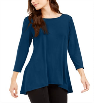Blusa feminina Alfani lisa, azul-petróleo, tamanho pequeno G