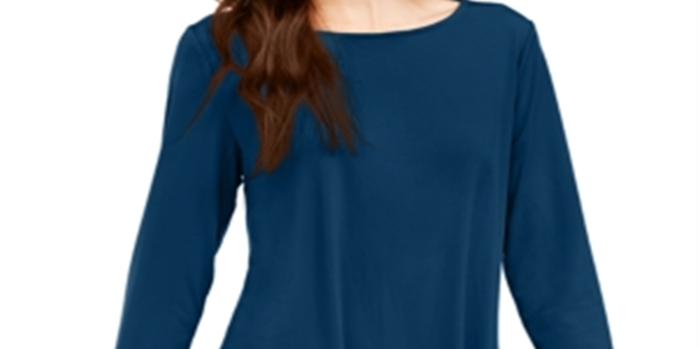 Blusa feminina Alfani lisa, azul-petróleo, tamanho pequeno G