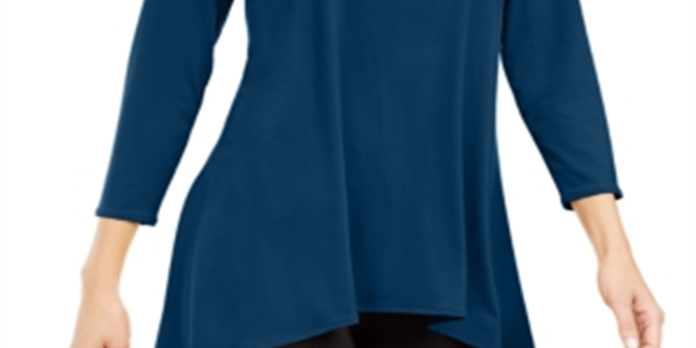 Blusa feminina Alfani lisa, azul-petróleo, tamanho pequeno G