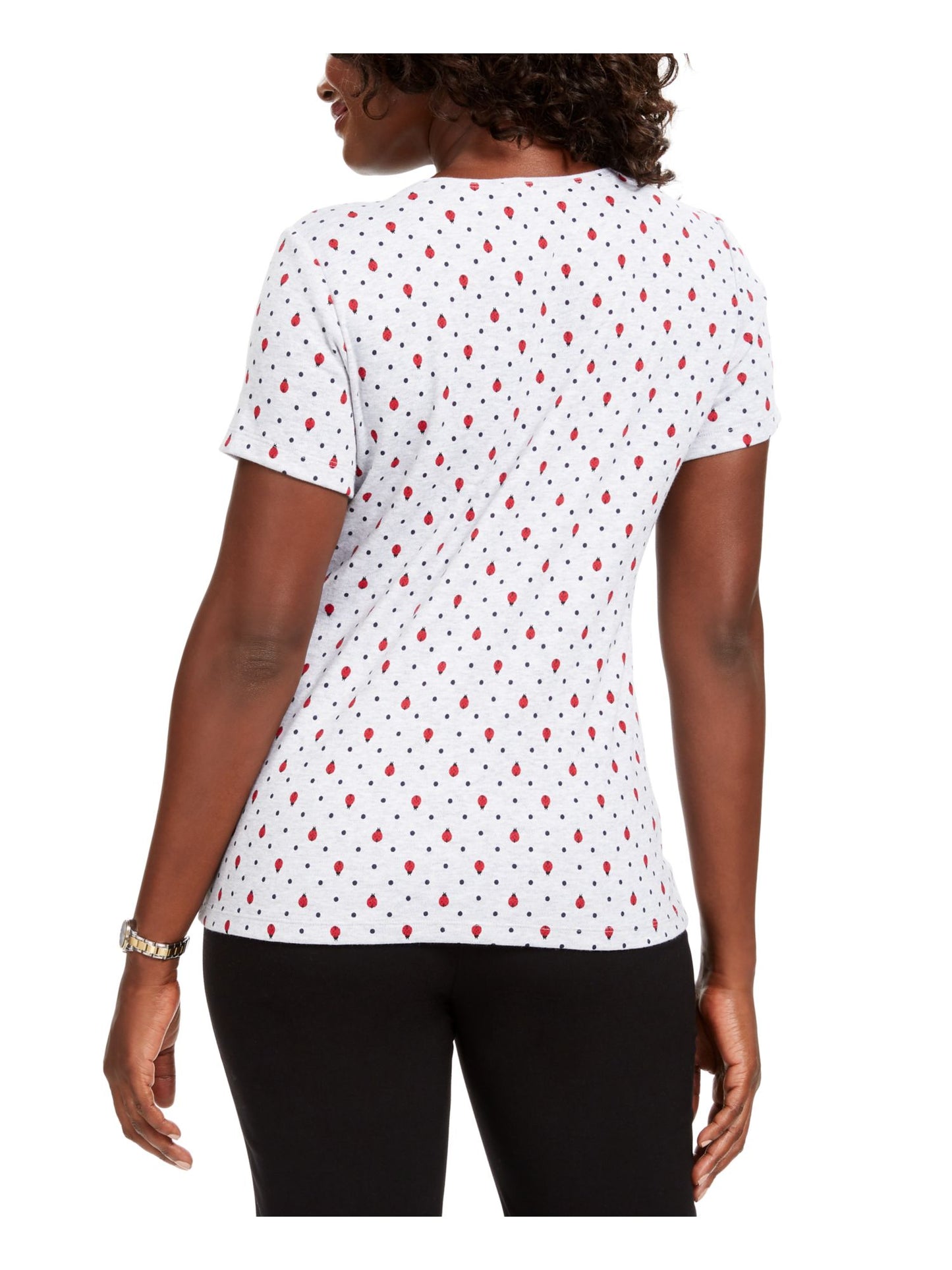 Camiseta feminina Karen Scott manga curta cinza tamanho P
