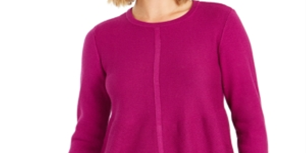 Túnica feminina de malha com pontos mistos, estilo &amp; co, roxa, tamanho médio