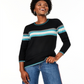 Suéter de cashmere listrado feminino Charter Club, preto, tamanho extragrande