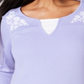 Blusa feminina Karen Scott de algodão bordado com camadas, roxa, tamanho X-G