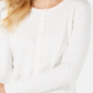 Cardigan feminino de manga comprida com botões na frente, tamanho XX-G, branco