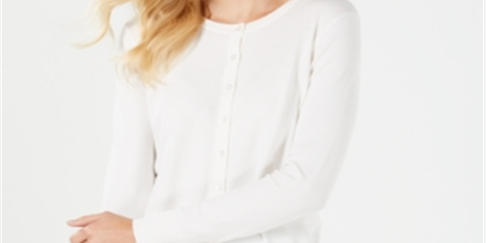 Cardigan feminino de manga comprida com botões na frente, tamanho XX-G, branco