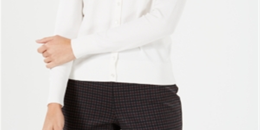 Cardigan feminino de manga comprida com botões na frente, tamanho XX-G, branco