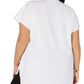 Blusa texturizada feminina Alfani Plus com decote dividido, branca, tamanho 2X