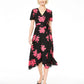 Vestido midi de chiffon floral Alfani feminino, preto, tamanho 2, pequeno