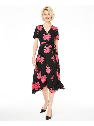 Vestido midi de chiffon floral Alfani feminino, preto, tamanho 2, pequeno