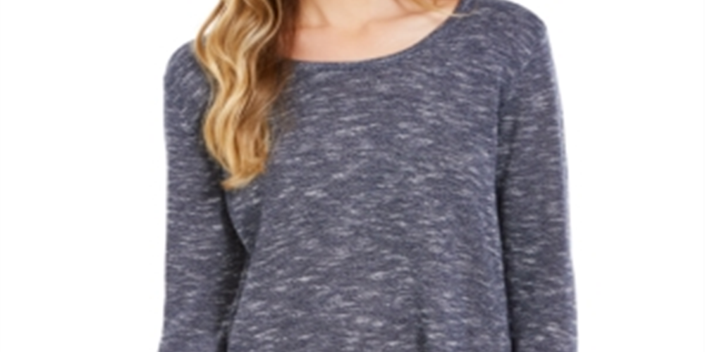 Suéter túnica mesclado com acabamento em ponta estilo &amp; co feminino, azul, tamanho extragrande