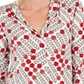 Top feminino estampado com decote em V, tamanho XX-G, branco, Charter Club