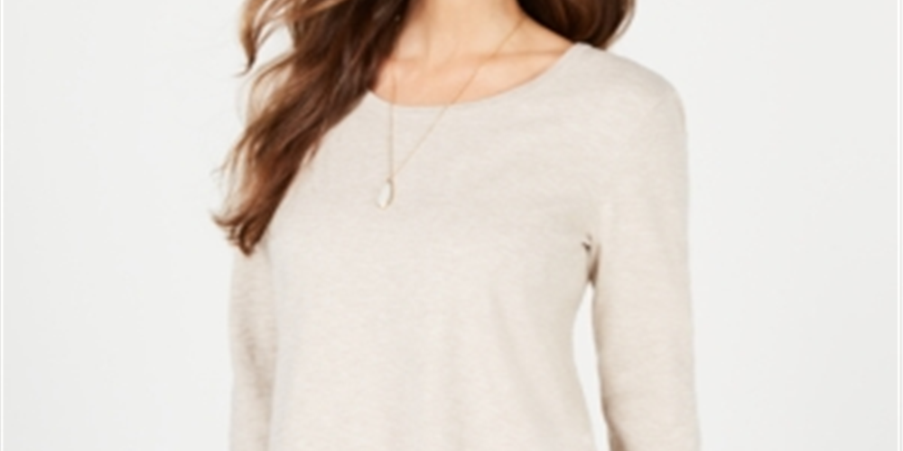 Blusa feminina de manga comprida com acabamento em renda estilo &amp; co, marrom, tamanho pequeno M