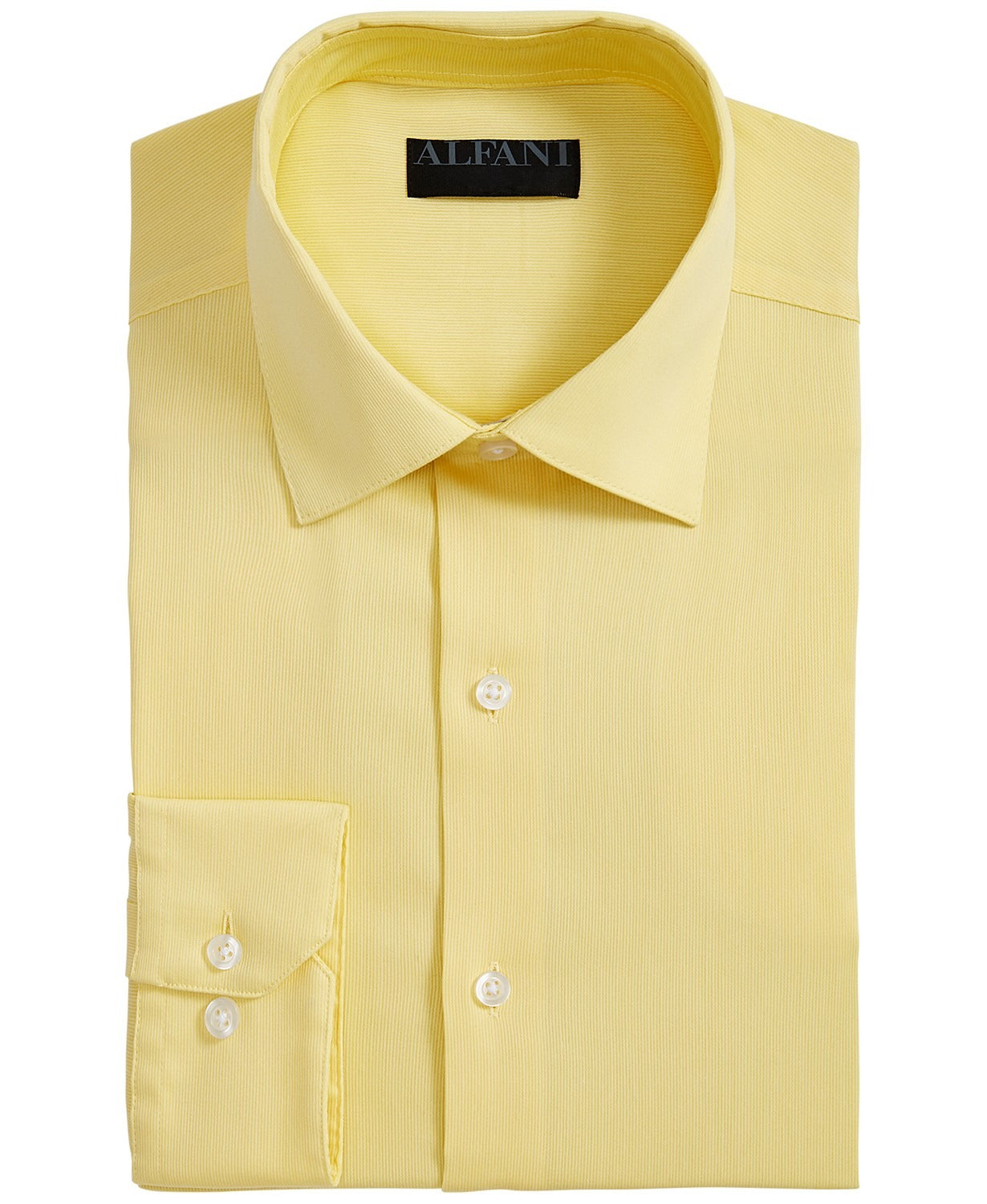 Camisa social masculina Alfani Regular Fit Officewear com botões, amarela, tamanho 15,5x34-35/M