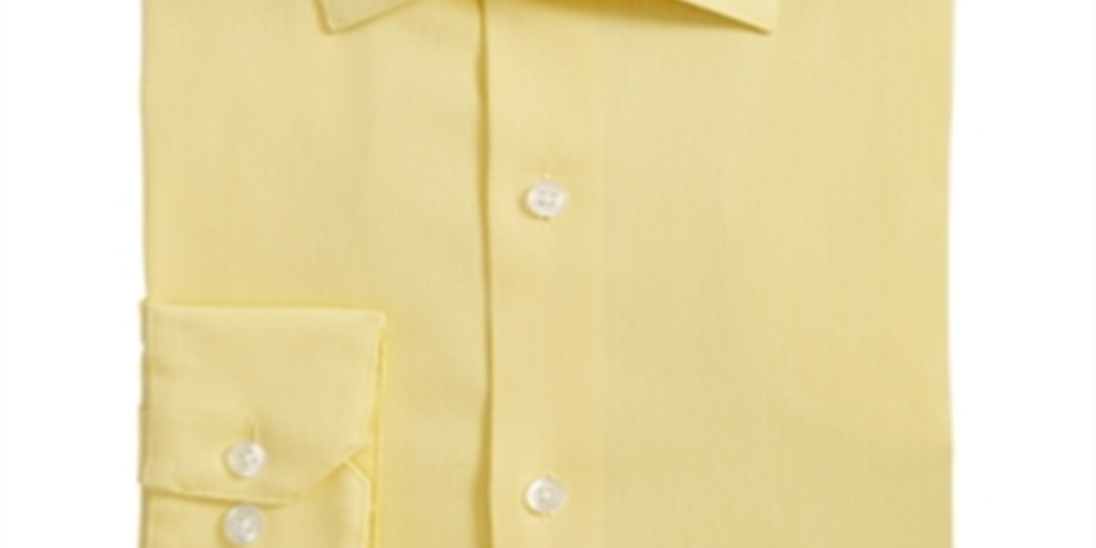 Camisa social masculina Alfani Regular Fit Officewear com botões, amarela, tamanho 15,5x34-35/M
